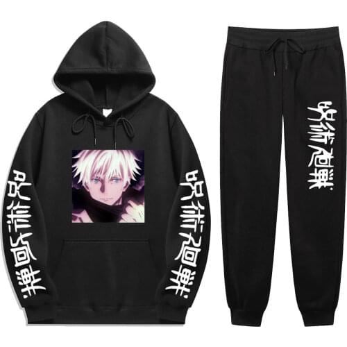 Japan Anime Men 2 Pieces Sets Jujutsu Kaisen Autumn Winter Cartoon Sweatshirt+Drawstring Pants Hoodies hoodie sets