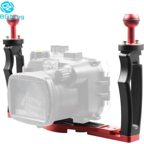 New DSLR Diving Dual Handheld Tray Bracket Handle Grip Rig w/ 1/4" Screw Base Sports Action Cameras Underwater Light Photo Mount