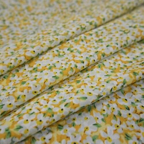Half Meter Spring Summer Little Fresh Yellow Pink Blue Flower Chiffon Fabric For Dress Shirt Ladys Garment T1618