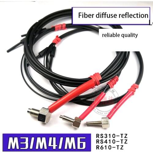 On Sale 2PCS M3 M4 M6 Right Angle diffuse reflection fiber optic sensor probe 1M 2M Length Right Angle Fiber Amplifier Sensor