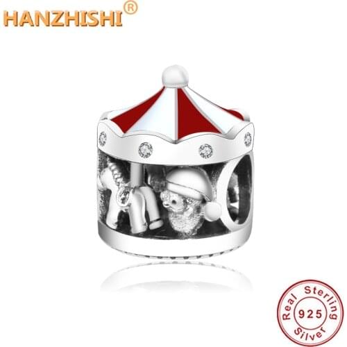 2020 Christmas Newest 100% 925 Sterling Silver Beads Christmas Carousel Charm Fit Original Pan Charms Bracelets DIY Jewelry