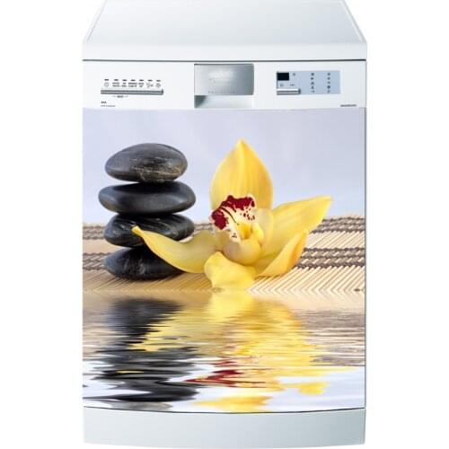 Wholesale 3D Zen Flower Stone SelfAdhesive Dishwasher Refrigerator Freeze Sticker Kids Art Fridge Door Cover Wallpaper