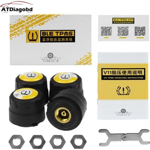 Bluetooth 4.0 TPMS for Android/IOS Real time Tire Pressure Alarm Monitor System 4 external sensors Universal For Cars