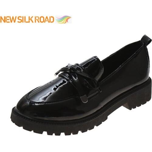 Oxford Womens Shoes New College Student Style Slip On Casual Classic Bowknot Lace Up Campus Pumps Ladies Zapatos De Mujer Femme