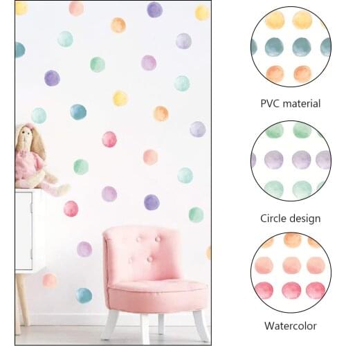 1 Set Watercolor Polka Dot Wall Decals Colorful Dots Wall Sticker Room Decor For Playrooms Nurseries Party