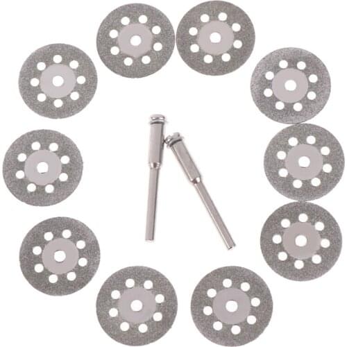 10pcs Tool Set 22mm Diamond Grinding Wheel Saw Cutting Abrasive Disc+2 Pcs Mandrel Rotary Tools Accessories Dropshipping