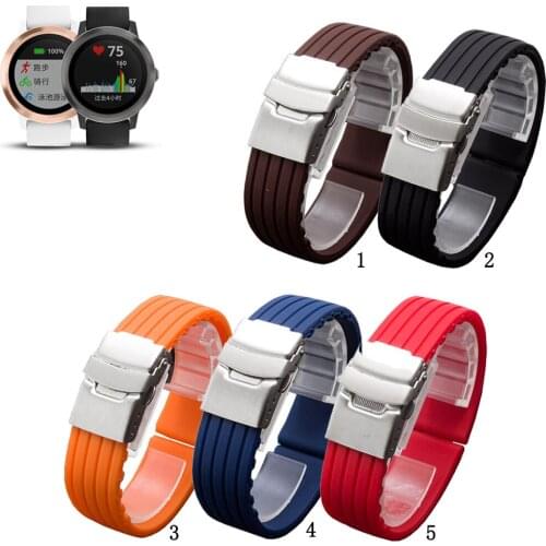 20mm 22mm Soft Silicone Band Rubber Watch Strap for Garmin Vivoactive 3 Music for Garmin Venu Sq Replacement band strap