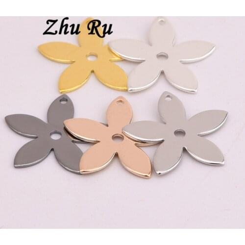 20pcs ZHU RU 14*0.5mm New Arrival Plum blossom Charm Pendant Five petals flower Jewelry Making DIY Charms Handmade Crafts