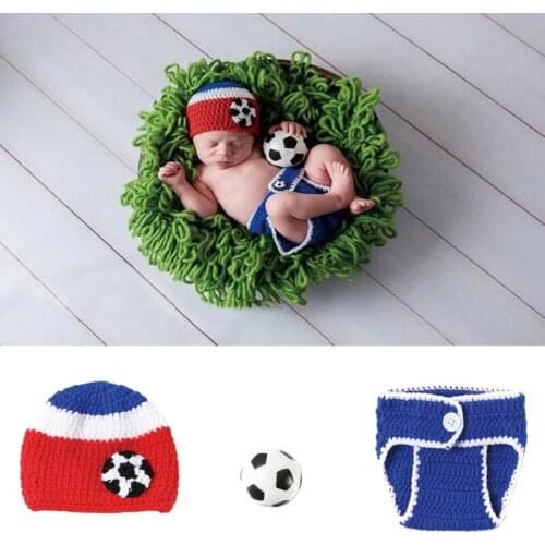 3Pcs Baby Shorts Hat Football Set Newborn Photography Props Infants Photo Shooting Clothing Outfits Accessories L4MC