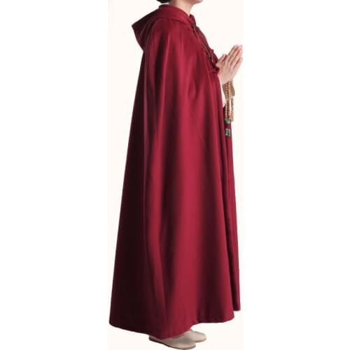 6color unisex Buddhism warm meditation cloak winter buddhist lay robe zen suits abbot coat nun uniform cape wool brown/grey/red