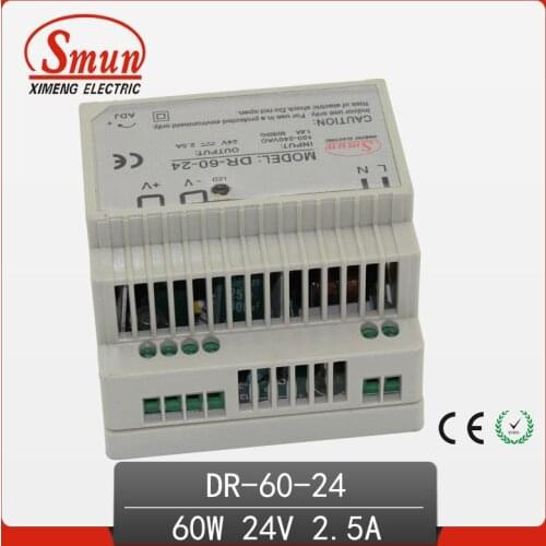 60W 24VDC 2.5A Din Rail Switching Mode Power Supply For Industrial Usage