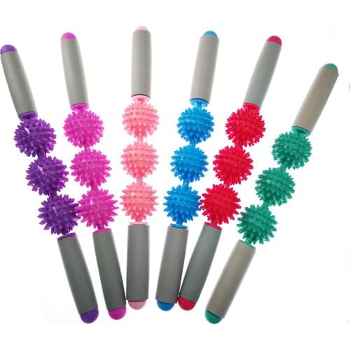 Anti Cellulite Massager Stick 3Balls Anti-Cellulite Trigger Point Stick Body Foot Face Leg Slimming Massage Muscle Roller Sticks
