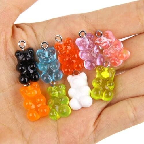 50x Resin Cute Bear Mixed Color Small Jewelry Pendant DIY Making Necklace Jewelry Jewelry Findings Chains Pendant Base