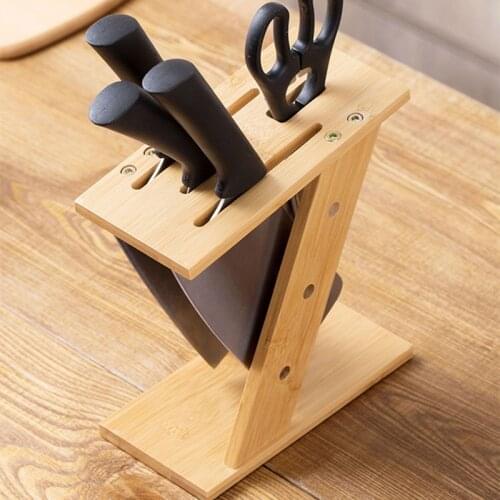 Wood Knives Holder Knife Block Dry Draining Rack Cutters Stand Storage Shelf Organizer Cooking Utensil Tool Kitchen Accessories