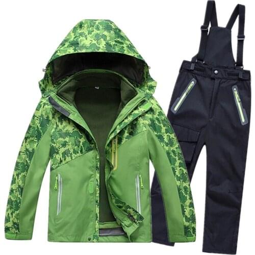 Children Winter Ski Sets Kids Windproof Waterproof Skiing Jackets+Overalls Pants Suit For Boys Girls Skiwear Skating Clothes Set