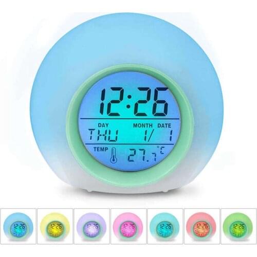 Kids Alarm Clock - Wake Up Light Digital Clock With 7 Colors Changing, Press Control And Snooze Function For Bedrooms CNIM Hot