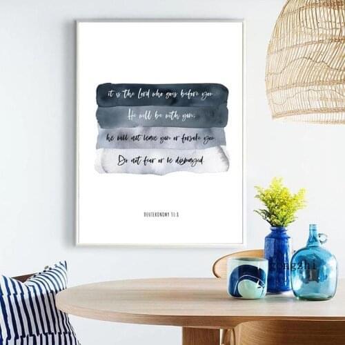 Deuteronomy 31:8 Bible Verse Poster i Will Be with You Canvas Painting Prints Christian Wall Art Pictures for Bedroom Home Decor