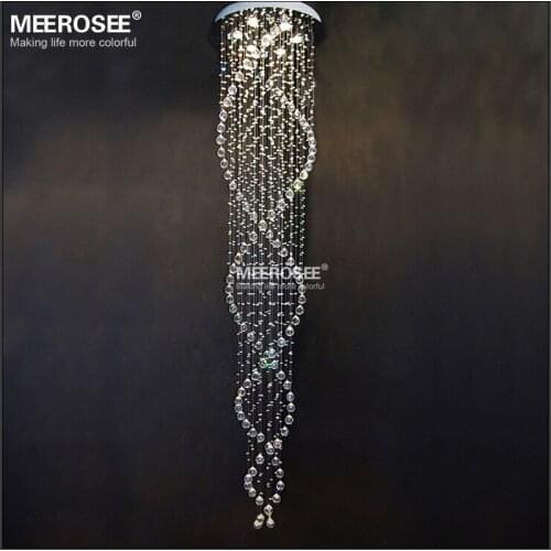 Long design Crystal Ceiling Light fixture spiral lustres light fitting flush mounted Crystal Stair foyer stairs lobby Lamp