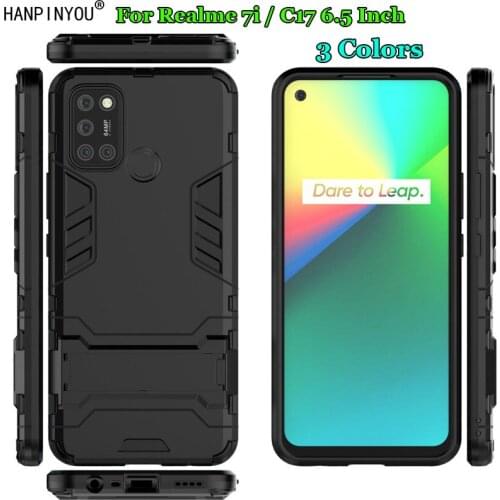 For Realme C17 / 7i 6.5" Hybrid Soft TPU + Hard PC Dual Layer Armor Case Shockproof Bumper Stand Holder Cover Shell