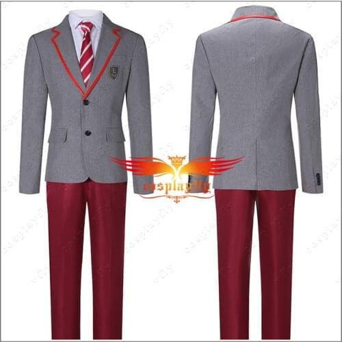 TV Series Elite junior high School Uniform Gray Cosplay Costume Men Adult Outfit Autumn Uniform Pants Jacket Suit Belt Halloween