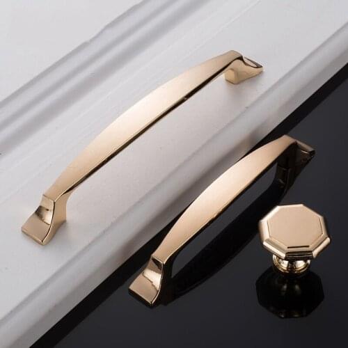 K Gold Furniture Wardrobe Handle Door Pull Cabinet Drawer Kitchen Cupboard Dresser Closet Hardware Metal Zinc Room Knob Luxury