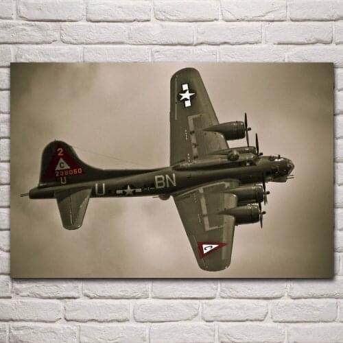 Classic bomber warplane flying fortress aircraft fanart living room home wall art decor print wood frame fabric poster KP820
