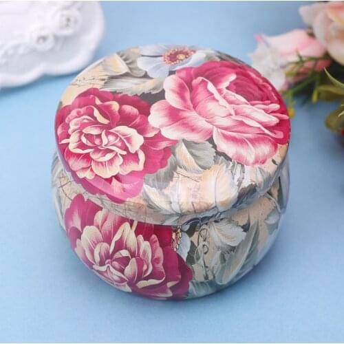 P15D Retro Round Tin Box Tea Candy Jewelry Coin Cans Storage Makeup Container Case Candle Holder Wedding Favor Gifts