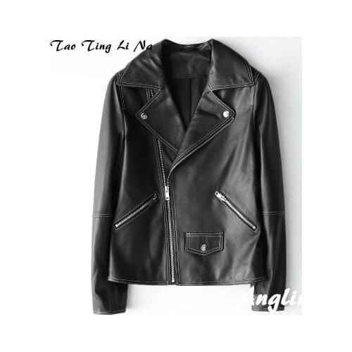 Top brand Women Spring 2020 Genuine Real Sheep Leather Jacket H41 high quality