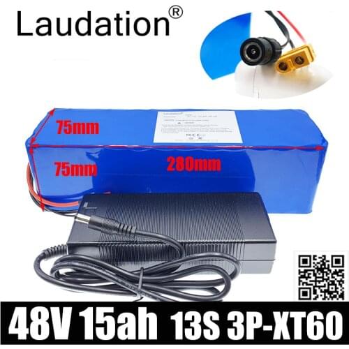 Laudation Lithium Battery 48v 15ah Electric Bike Battery 21700 Battery Pack Built-in 25A BMS For 250W 500W Electric Bicycles