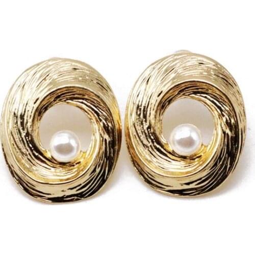 Alloy Cute Pearl Sweet Stud Earrings Geometry Party Gifts