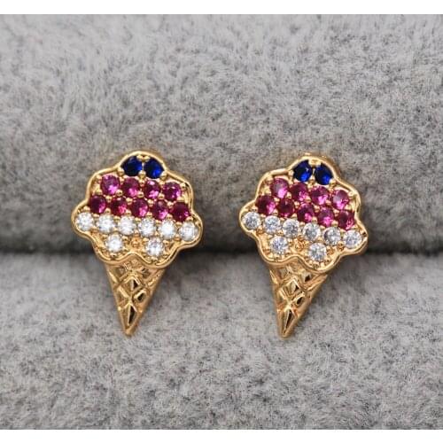 Trendy Bowknot Gold Plated Copper Stud Earrings White Zirconia For Women Fashion Jewelry Accessories Wedding Anniversary Gifti