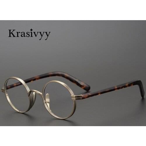 Krasivyy Pure Titanium Glasses Frame Men Brand Designer Retro Prescription Eyeglasses Women Vintage Round Myopia Optical Eyewear