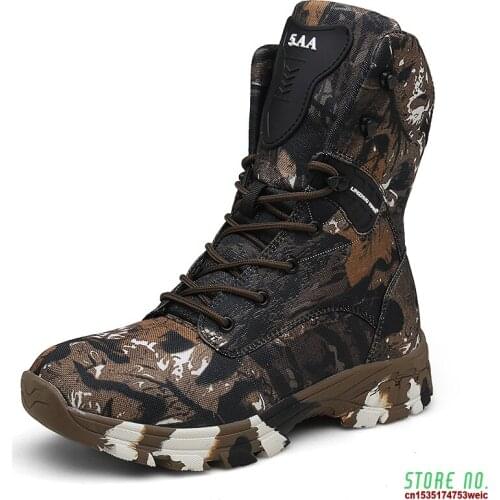 Oxford Waterproof Military Men Tactical Boots Camouflage Disguise Outdoor Hunting Boots for Men Size 47 Mid-calf Trekking Shoes