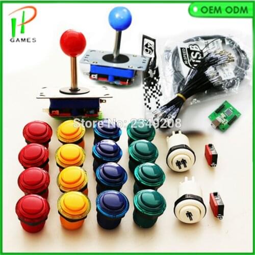Arcade Bundles Kit PC PS3 2 in 1 USB To Jamma Arcade Controllerl Board With Zippy Joystick,Push button, 1P 2P start button