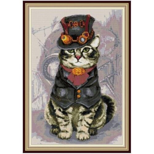 Joy Sunday Cross Stitch Stamped Kits Mighty Cat Patterns 14CT 11CT Counted Printed Fabric DIY Embroidery Kit Handmade Needlework
