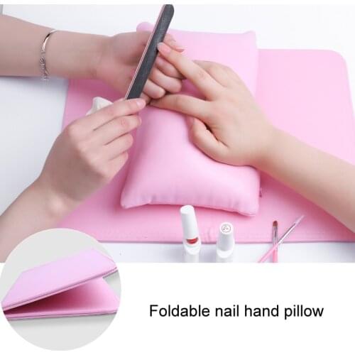 Artificial Leather Nail Art Hand Pillow Set Foldable Hand Holder Nail Table Mat Manicure Tool