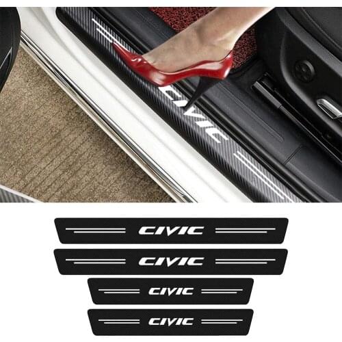 For Honda Civic 7 8 9 10 2020 2019 2018 2017 - 2001 Car Styling Logo Cover 4Pcs Car carbon fiber door sill sticker