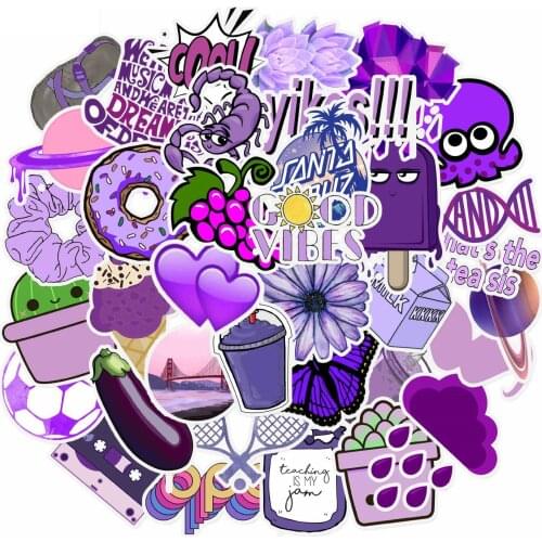 50Pcs/Lot Purple Pink VSCO Stickers Pack Waterproof Cool Girl Sticker For Laptop Skateboard Suitcase Motorcycle Car Decal Toys