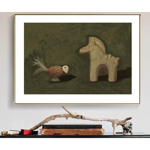 Nordic Abstract Trojan Bird Art Wall Posters Prints Pictures Canvas painting For Living Room Kids' Bedroom Home Decor Unframed