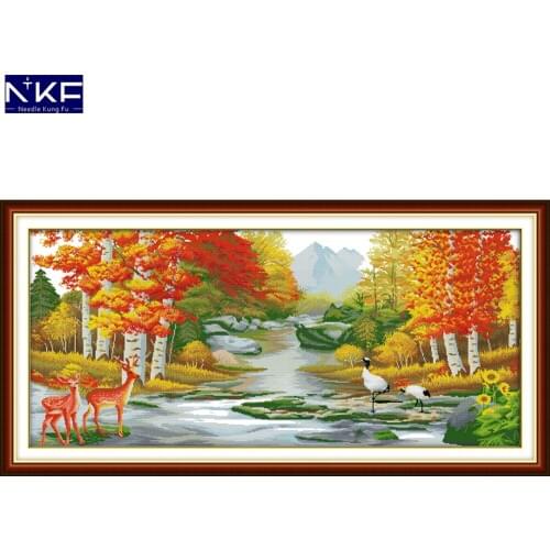 NKF Good Luck In Thousands of Year Stamped Cross Stitch Patterns DIY Kits Needlework Embroidery Sets Cross Stitch for Home Decor