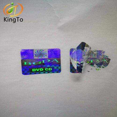 One time use VOID destroyed holographic label sticker