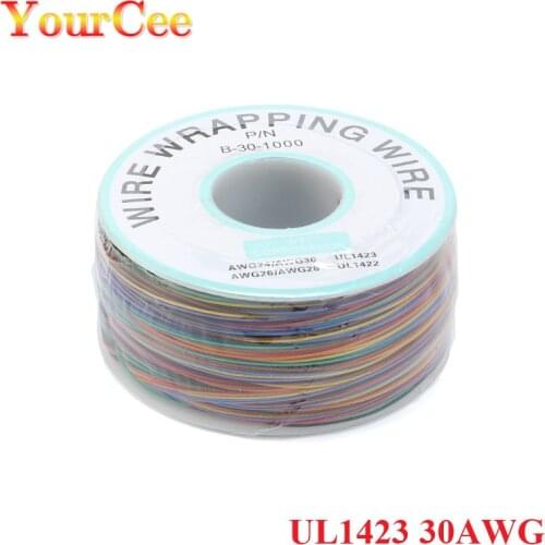 One Roll 8 colors 30AWG Wrapping Wire PCB 250Meter Electronic Conductor Wire Connector UL1423 Multicolor Cable Ok Wire B-30-1000
