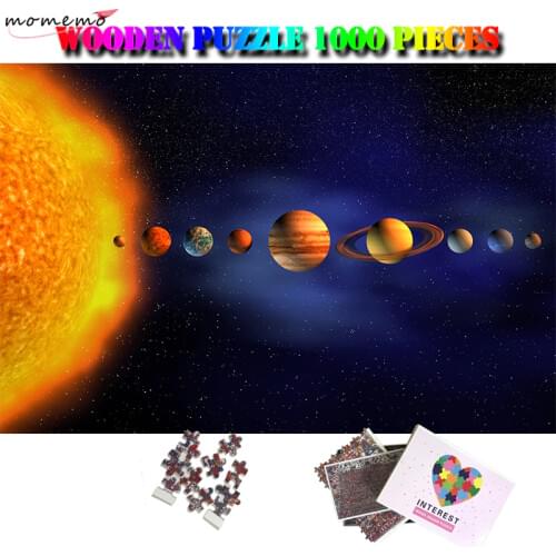 MOMEMO Solar System Pure Wooden Puzzle 1000 Pieces Jigsaw Puzzle Toys Adults 1000 Puzzle Education Pattern for Kids Puzzle Games