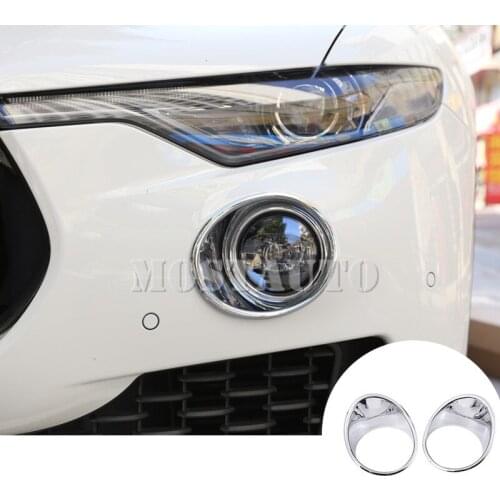 For Maserati Levante ABS Chrome Front Fog Light Trim Cover 2016-2020 2pcs Silver/Black Car Decor Car Accessories Interior