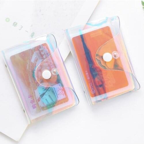 Transparent Laser PVC Credit Card Holder Women Card Case Organizer Wallet Fashion Clear Passport Cards Storage Bags LX1429