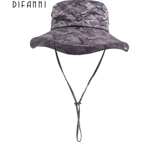 Difanni Bucket Hat Men Women Bob Boonie Hat Summer UV Protection Camouflage Cap Military Army Hiking Tactical Outdoor Sun Hat