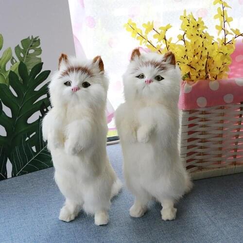 Realistic Cute Standing Fortune Cat Household Photography Props Car Decor Gift