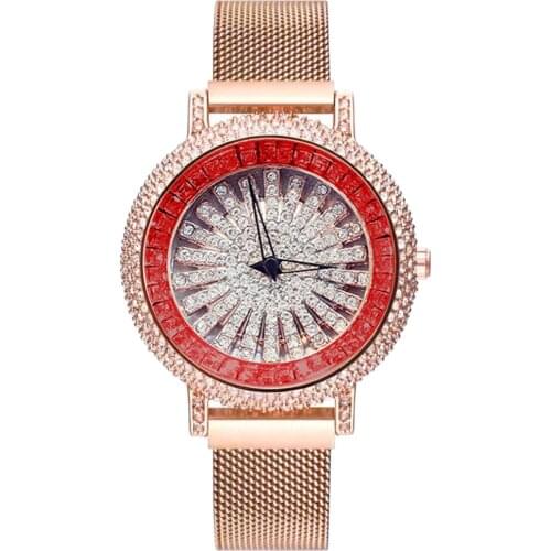 Luxury Full Rhinestone Round Dial Magnetic Alloy Band Women Quartz Wrist Watch New Ladies Dress Watches Gift Luxury