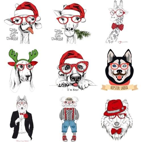 Iron-on Transfers for Clothing Patches on Clothes Fashion Stickers Diy Animal Patch Flex Fusible Transfer Textile Vinyl Stripe C