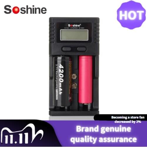 Soshine LCD Universal Battery Charger USB for Li-ion 3.7V 26650 18650 16340 LiIFePO4 3.2V NiMH Battery 1.2V C AA AAA 9V